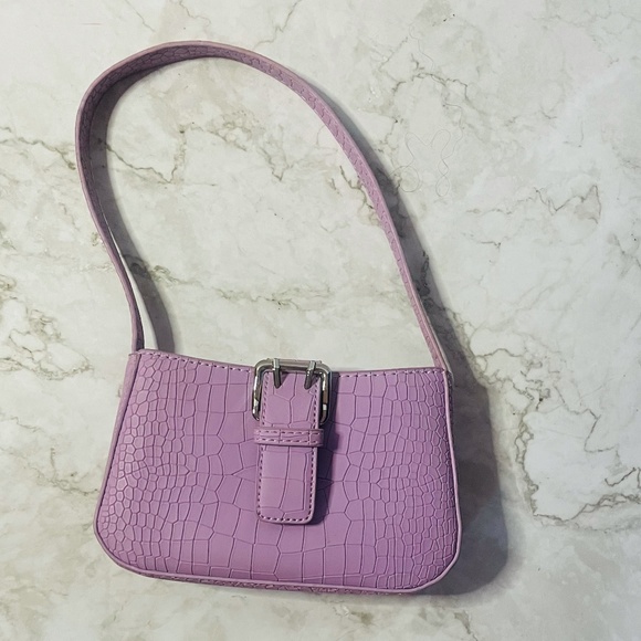 Lilac Croc Shoulder Bag - Picture 2 of 6